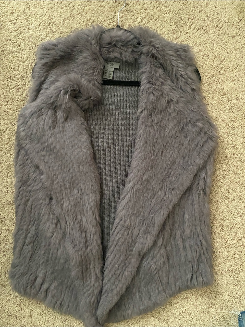Women's Grey Rabbit Fur & cashmere Vest - Stylish Layering Coat